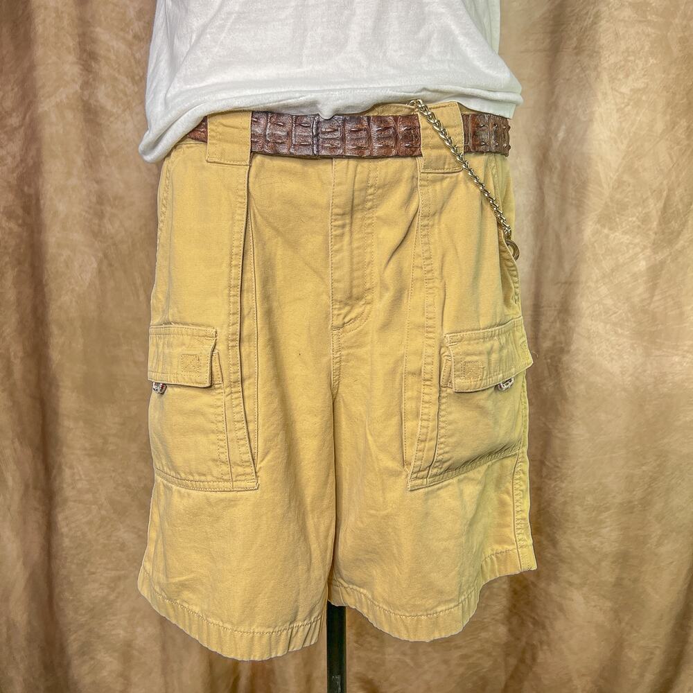 L.L. Bean Cargo Shorts Yellow Tactical Workwear Outdoor Hiking Retro Cabincore